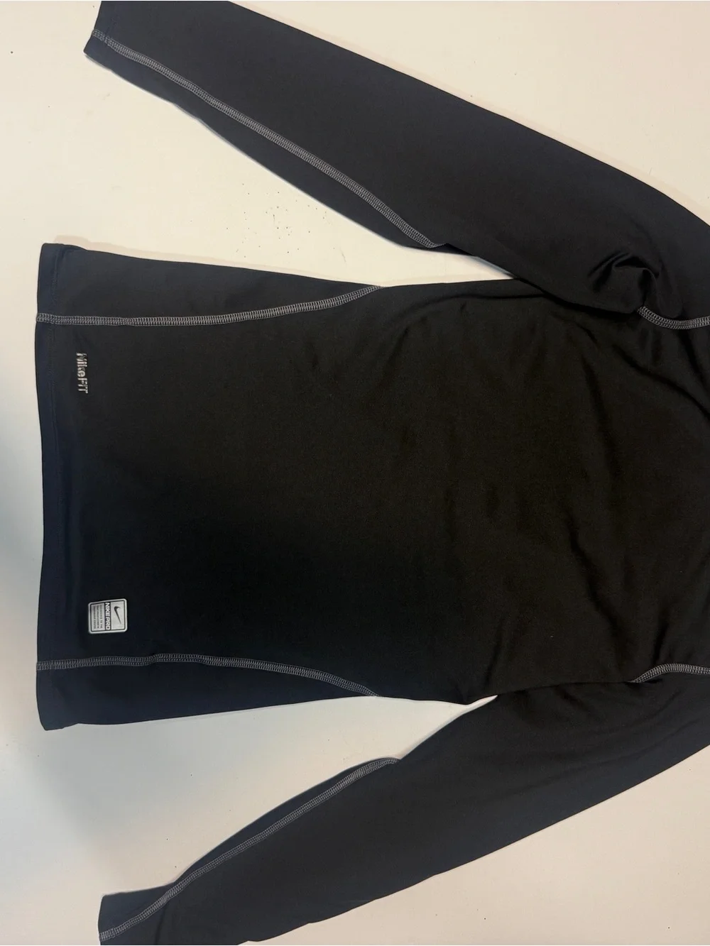 Nike Black Long Sleeve Performance Top with Gray Stitching